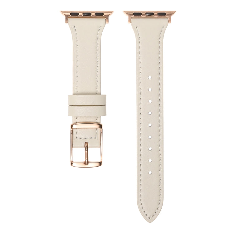 Genuine Leather Breathable Watch Band For Apple Watch Series 9&8&7 41mm / SE 3&SE 2&6&SE&5&4 40mm / 3&2&1 38mm(White) by buy2fix