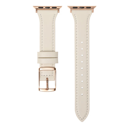 Genuine Leather Breathable Watch Band For Apple Watch Series 9&8&7 41mm / SE 3&SE 2&6&SE&5&4 40mm / 3&2&1 38mm(White) by buy2fix