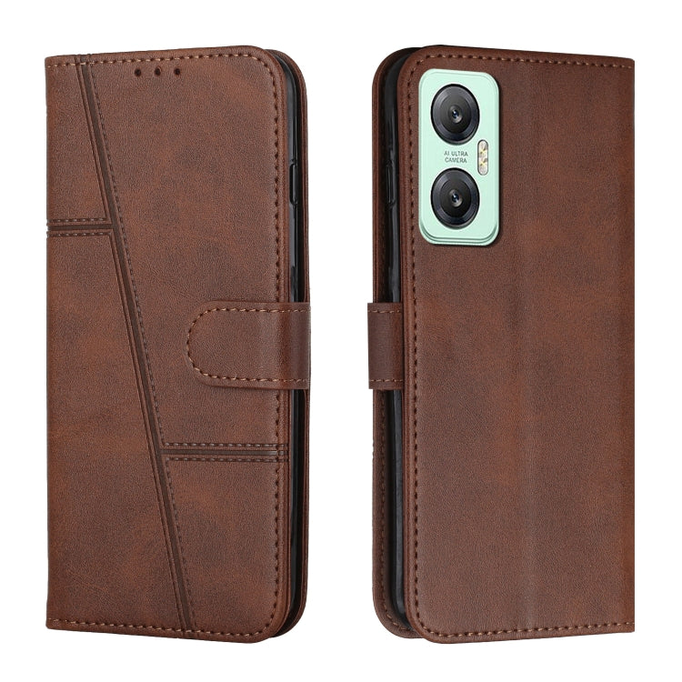 For Infinix Hot 20 5G Stitching Calf Texture Buckle Leather Phone Case(Brown) - Infinix Cases by buy2fix | Online Shopping UK | buy2fix