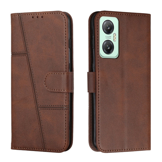 For Infinix Hot 20 5G Stitching Calf Texture Buckle Leather Phone Case(Brown) - Infinix Cases by buy2fix | Online Shopping UK | buy2fix
