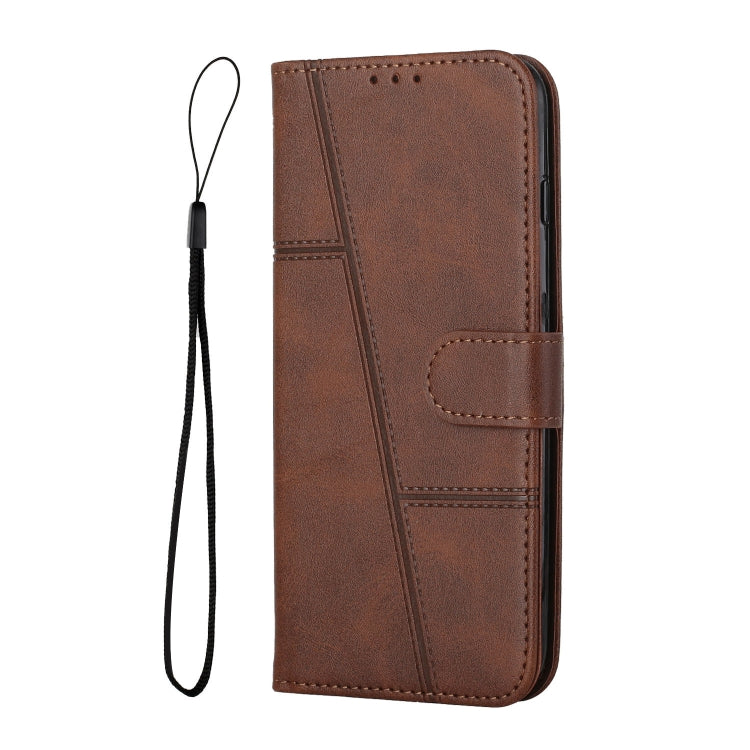 For Infinix Hot 20 5G Stitching Calf Texture Buckle Leather Phone Case(Brown) - Infinix Cases by buy2fix | Online Shopping UK | buy2fix