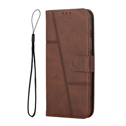 For Infinix Hot 20 5G Stitching Calf Texture Buckle Leather Phone Case(Brown) - Infinix Cases by buy2fix | Online Shopping UK | buy2fix