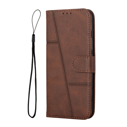 For Infinix Hot 20 5G Stitching Calf Texture Buckle Leather Phone Case(Brown) - Infinix Cases by buy2fix | Online Shopping UK | buy2fix