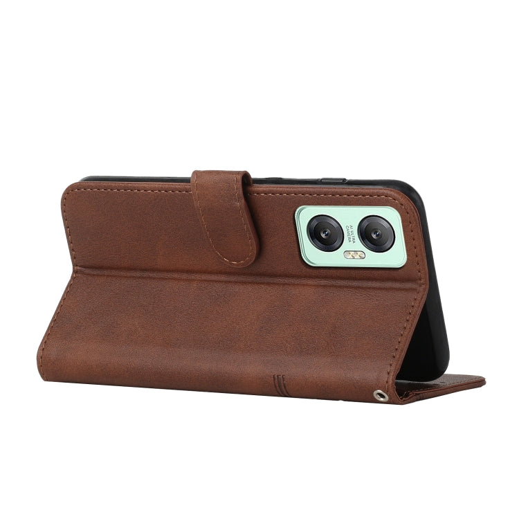 For Infinix Hot 20 5G Stitching Calf Texture Buckle Leather Phone Case(Brown) - Infinix Cases by buy2fix | Online Shopping UK | buy2fix