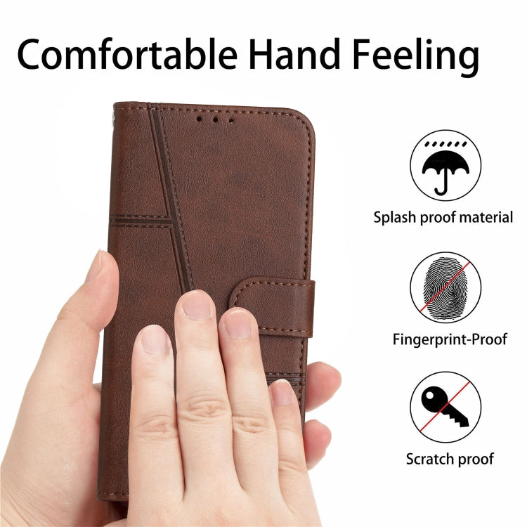 For Infinix Hot 20 5G Stitching Calf Texture Buckle Leather Phone Case(Brown) - Infinix Cases by buy2fix | Online Shopping UK | buy2fix