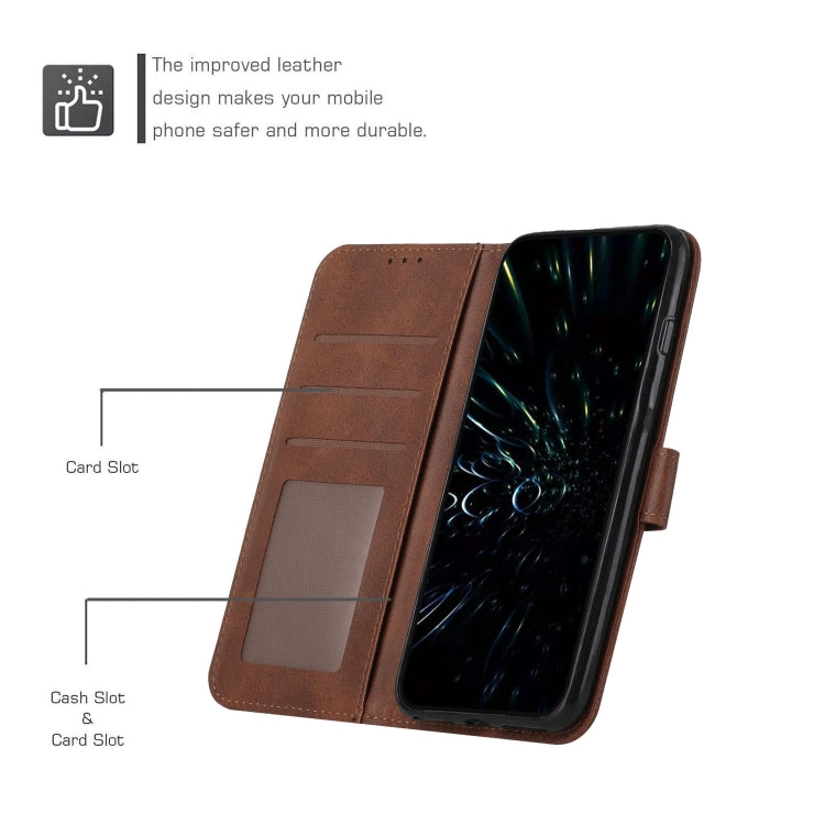 For Infinix Hot 20 5G Stitching Calf Texture Buckle Leather Phone Case(Brown) - Infinix Cases by buy2fix | Online Shopping UK | buy2fix
