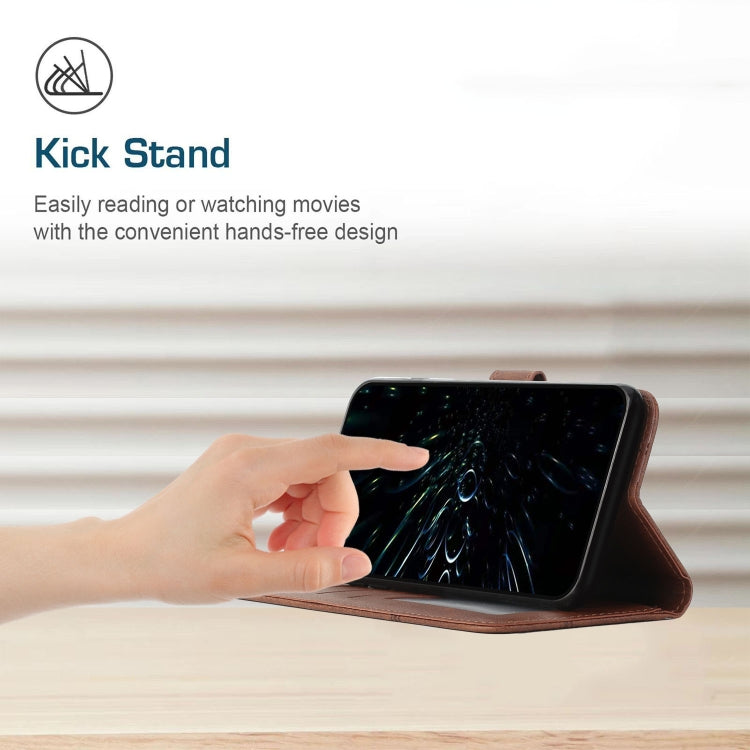 For Motorola Moto G72 Stitching Calf Texture Buckle Leather Phone Case(Brown) - Motorola Cases by buy2fix | Online Shopping UK | buy2fix