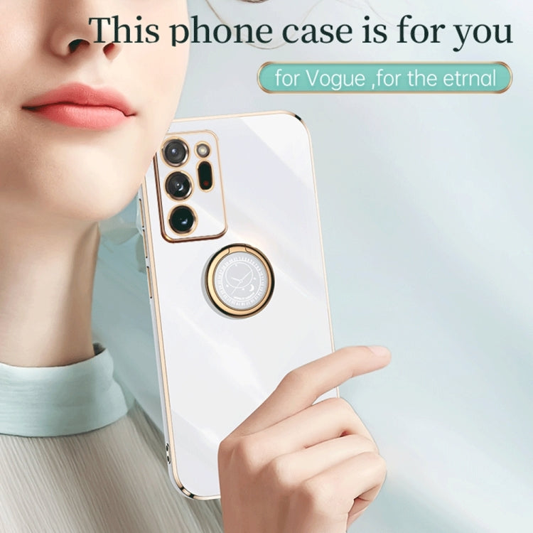 For Samsung Galaxy Note20 Ultra XINLI Straight Edge 6D Electroplate TPU Phone Case with Ring Holder(Pink) by buy2fix