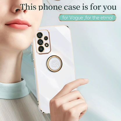 For Samsung Galaxy A53 5G XINLI Straight Edge 6D Electroplate TPU Phone Case with Ring Holder(Black) - Galaxy Phone Cases by buy2fix | Online Shopping UK | buy2fix