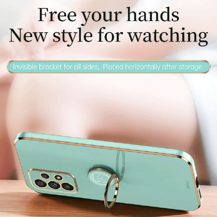 For Samsung Galaxy A53 5G XINLI Straight Edge 6D Electroplate TPU Phone Case with Ring Holder(Pink) by buy2fix