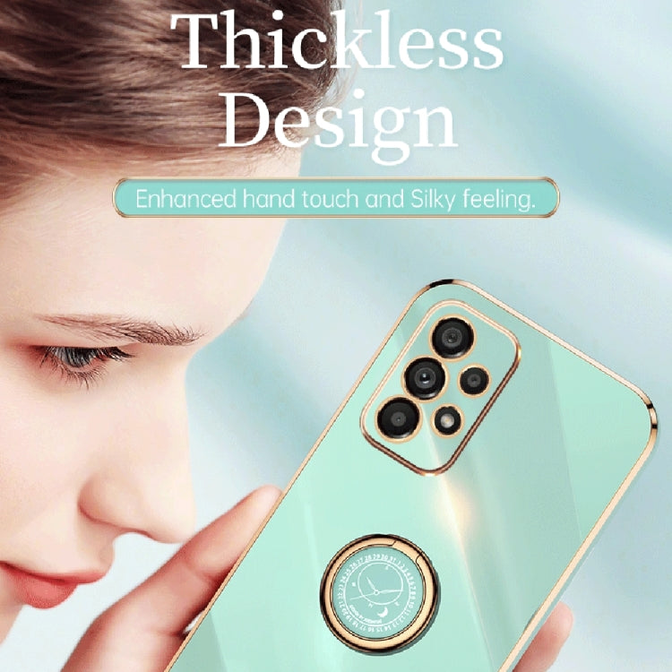 For Samsung Galaxy A53 5G XINLI Straight Edge 6D Electroplate TPU Phone Case with Ring Holder(Black) - Galaxy Phone Cases by buy2fix | Online Shopping UK | buy2fix
