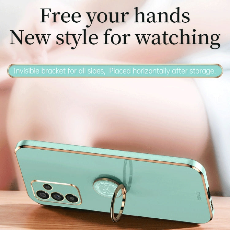 For Samsung Galaxy A14 5G XINLI Straight Edge 6D Electroplate TPU Phone Case with Ring Holder(Pink) by buy2fix