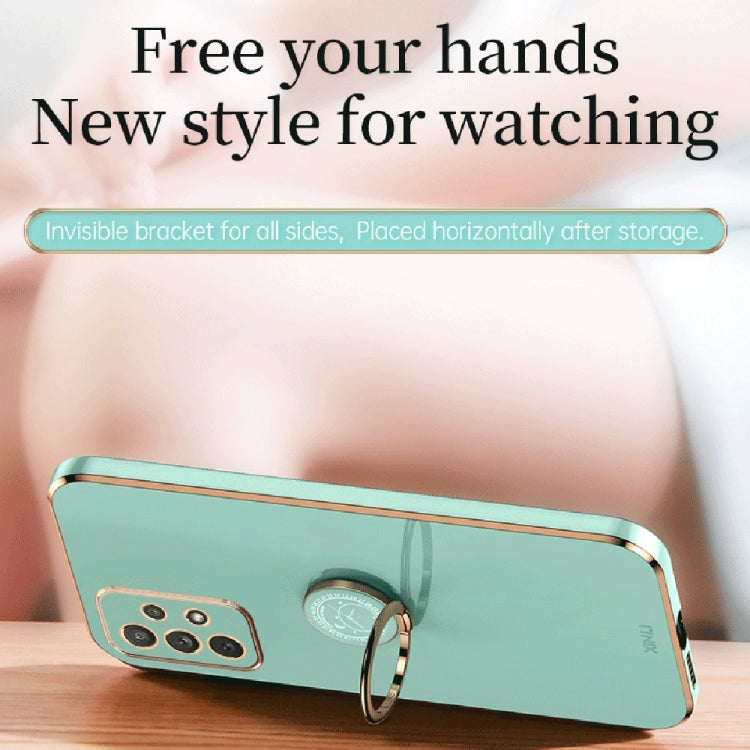 For Samsung Galaxy A13 4G XINLI Straight Edge 6D Electroplate TPU Phone Case with Ring Holder(Cherry Purple) by buy2fix