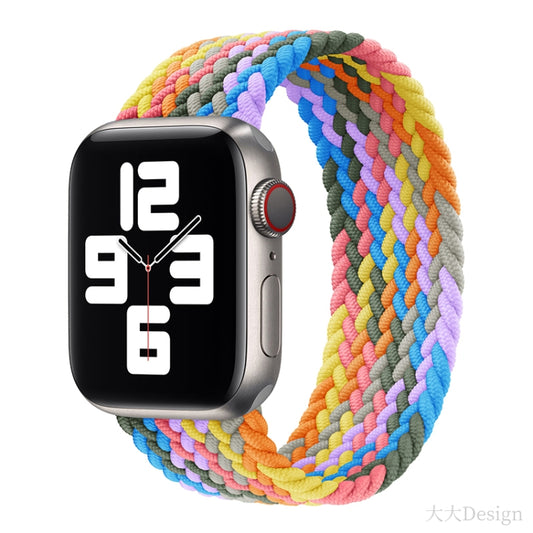 Nylon Single-turn Braided Watch Band For Apple Watch Series 9&8&7 41mm / SE 3&SE 2&6&SE&5&4 40mm / 3&2&1 38mm, Length:145mm(Beat Purple) - Watch Bands by buy2fix | Online Shopping UK | buy2fix