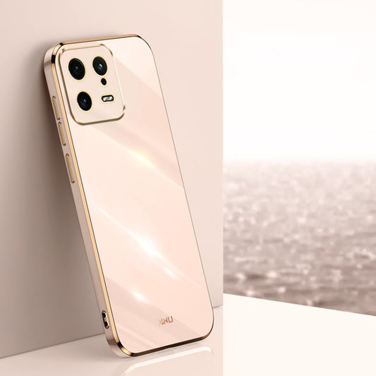 For Xiaomi 13 XINLI Straight Edge 6D Electroplate TPU Phone Case(Pink) - Xiaomi Cases by buy2fix | Online Shopping UK | buy2fix