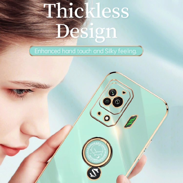 For Xiaomi Black Shark 5 Pro XINLI Straight Edge 6D Electroplate TPU Phone Case with Ring Holder(Black) by XINLI