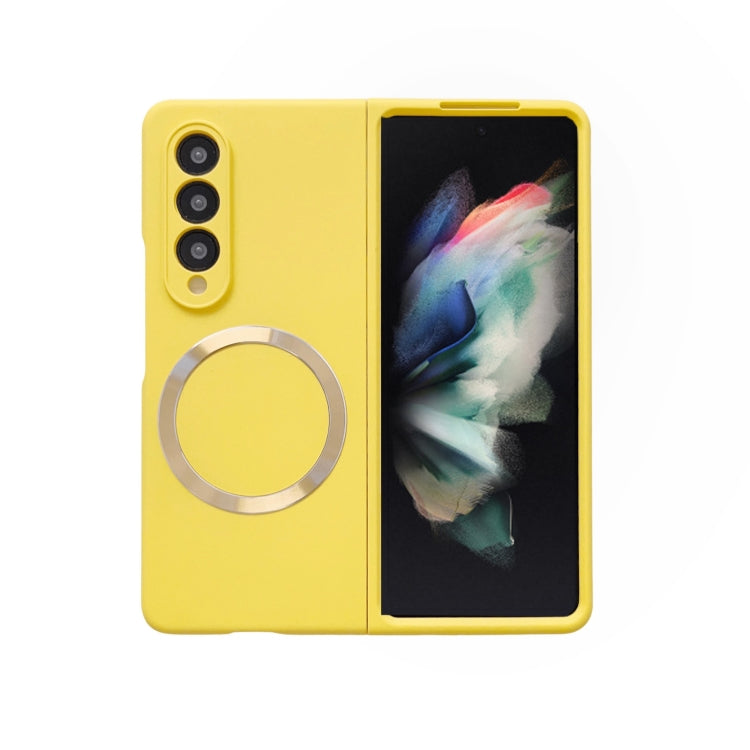 For Samsung Galaxy Z Fold3 5G Skin Feel MagSafe Magnetic Phone Case(Yellow) by buy2fix