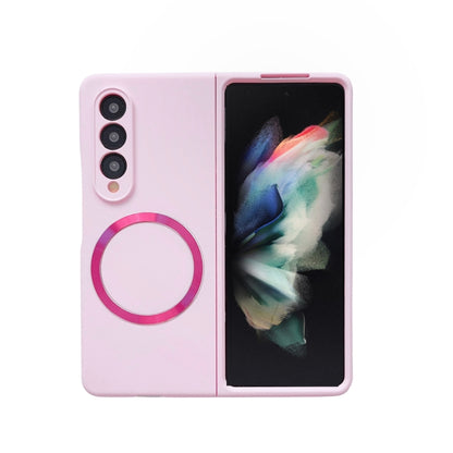 For Samsung Galaxy Z Fold3 5G Skin Feel MagSafe Magnetic Phone Case(Pink) by buy2fix