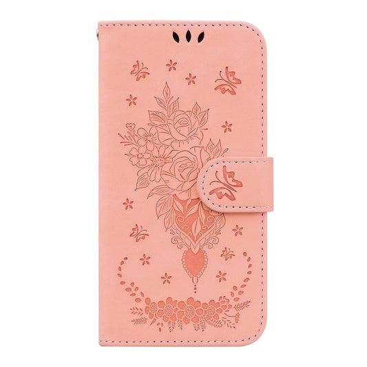 For Infinix Hot 20i Butterfly Rose Embossed Leather Phone Case(Pink) - Infinix Cases by buy2fix | Online Shopping UK | buy2fix