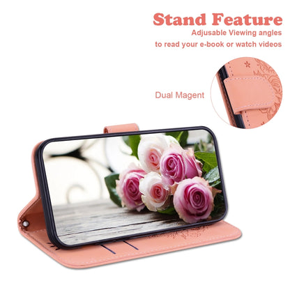For Infinix Hot 20i Butterfly Rose Embossed Leather Phone Case(Pink) - Infinix Cases by buy2fix | Online Shopping UK | buy2fix