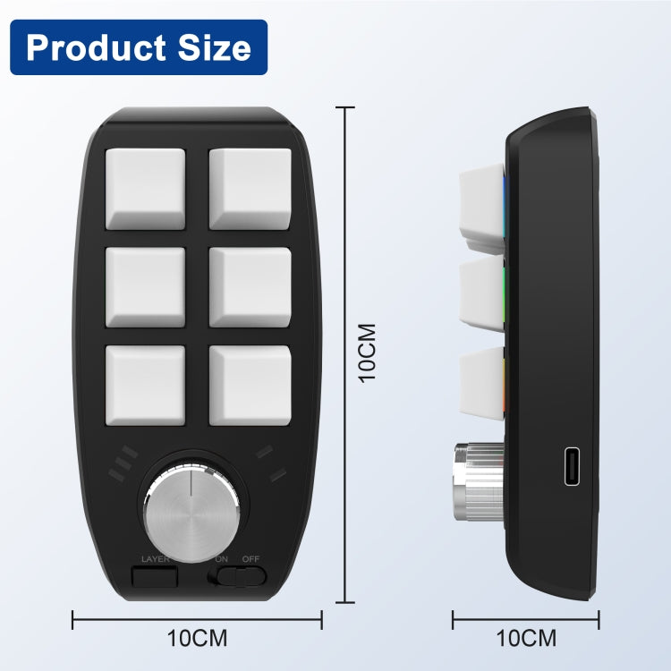 USB Wired RGB Custom Mechanical Keyboard 6 Keys 1 Knob Programming Gaming Keypad(White) by buy2fix