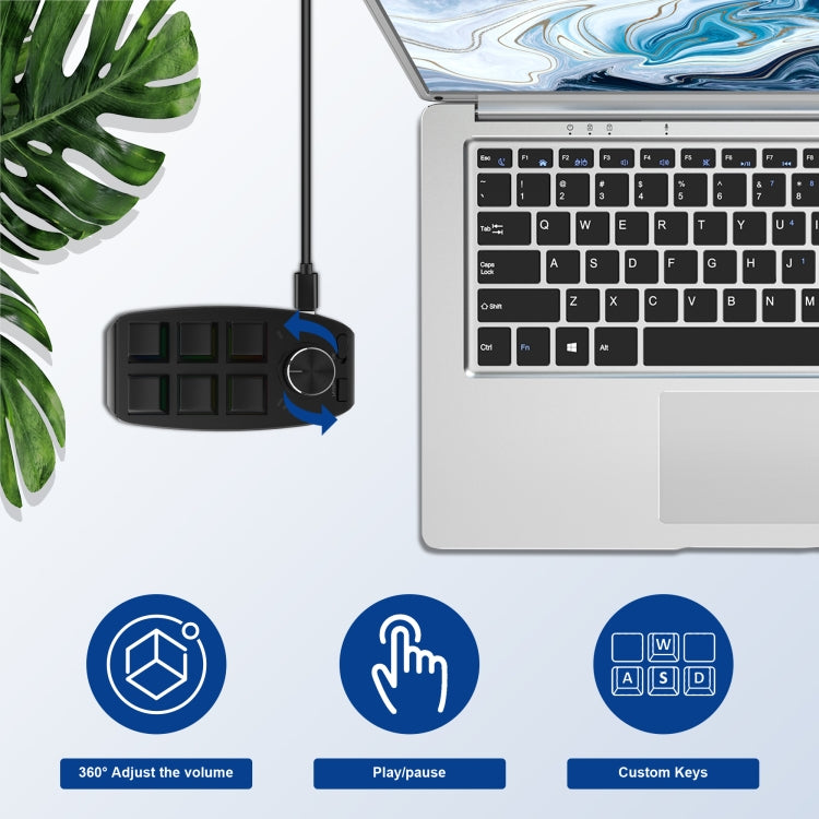 Bluetooth Wireless RGB Custom Mechanical KeyBoard 6 Keys 1 Knob Programming Gaming Keypad(Black) - Mini Keyboard by buy2fix | Online Shopping UK | buy2fix