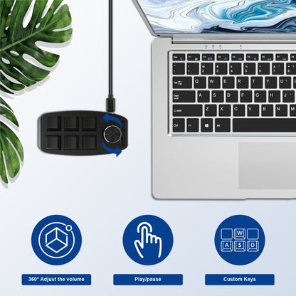 Bluetooth Wireless RGB Custom Mechanical KeyBoard 6 Keys 1 Knob Programming Gaming Keypad(Black) - Mini Keyboard by buy2fix | Online Shopping UK | buy2fix