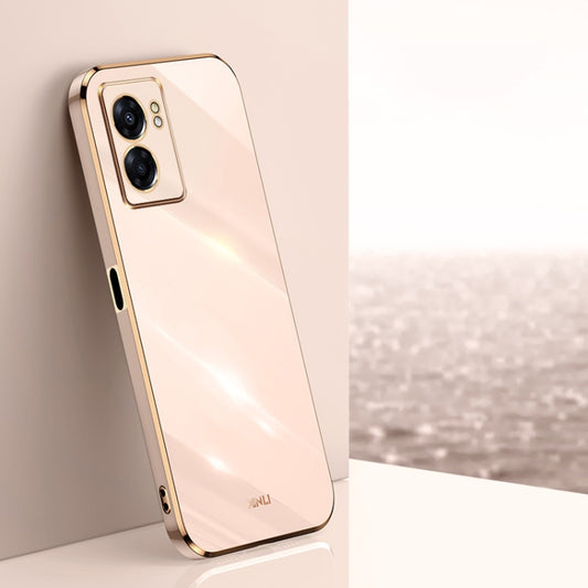 For OPPO A57 XINLI Straight Edge 6D Electroplate TPU Phone Case(Pink) - OPPO Cases by buy2fix | Online Shopping UK | buy2fix