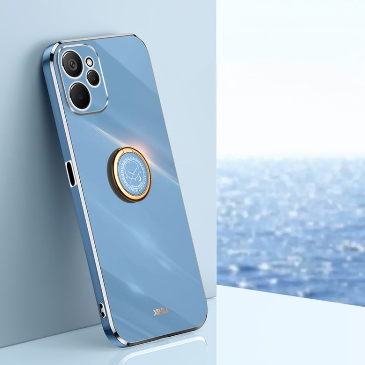 For Realme 9i 5G XINLI Straight Edge 6D Electroplate TPU Phone Case with Ring Holder(Celestial Blue) - Realme Cases by buy2fix | Online Shopping UK | buy2fix