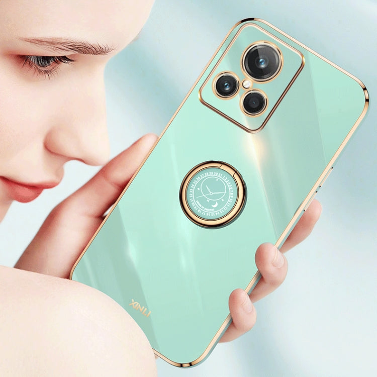 For Realme 9i 5G XINLI Straight Edge 6D Electroplate TPU Phone Case with Ring Holder(Celestial Blue) - Realme Cases by buy2fix | Online Shopping UK | buy2fix