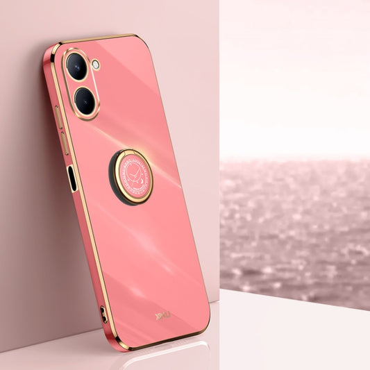 For Realme C33 4G XINLI Straight Edge 6D Electroplate TPU Phone Case with Ring Holder(Hawthorn Red) - Realme Cases by buy2fix | Online Shopping UK | buy2fix
