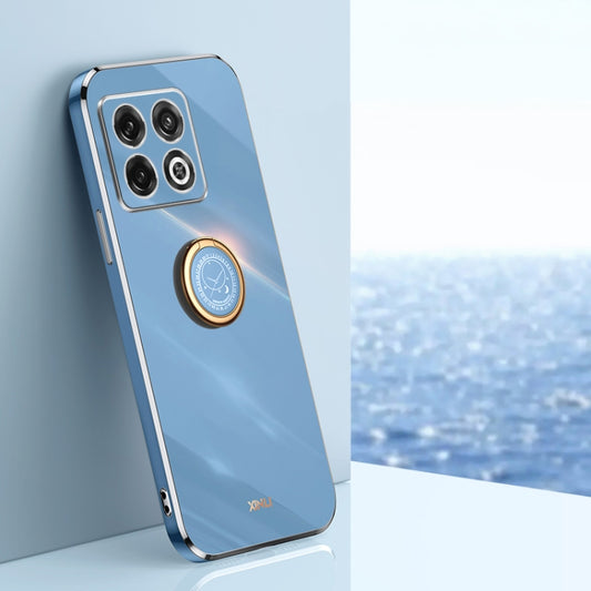 For OnePlus 10 Pro XINLI Straight Edge 6D Electroplate TPU Phone Case with Ring Holder(Celestial Blue) - OnePlus Cases by buy2fix | Online Shopping UK | buy2fix