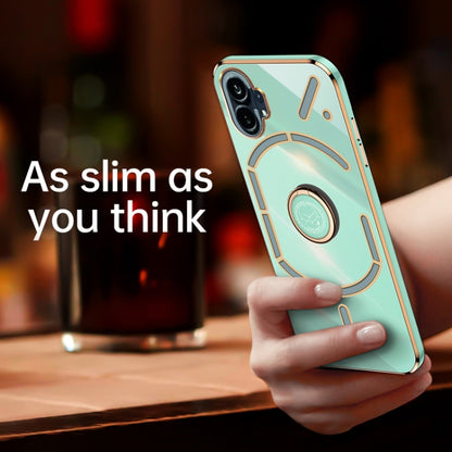 For Nothing Phone 1 XINLI Straight Edge 6D Electroplate TPU Phone Case with Ring Holder(Black) - Nothing Cases by buy2fix | Online Shopping UK | buy2fix