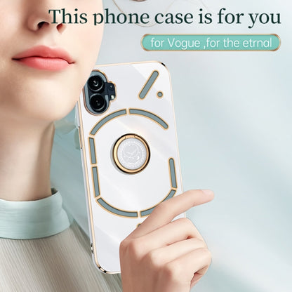 For Nothing Phone 1 XINLI Straight Edge 6D Electroplate TPU Phone Case with Ring Holder(Black) - Nothing Cases by buy2fix | Online Shopping UK | buy2fix