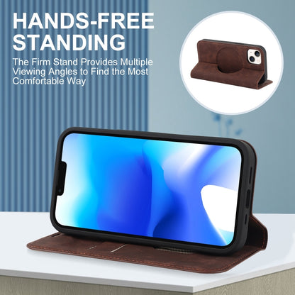 For iPhone 14 Wireless Charging Magsafe Leather Phone Case(Dark Brown) by buy2fix
