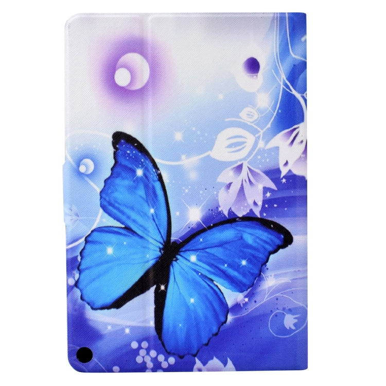 For Amazon Kindle Fire HD 10 2021 Electric Pressed TPU Smart Leather Tablet Case(Blue Butterfly) - Amazon by buy2fix | Online Shopping UK | buy2fix