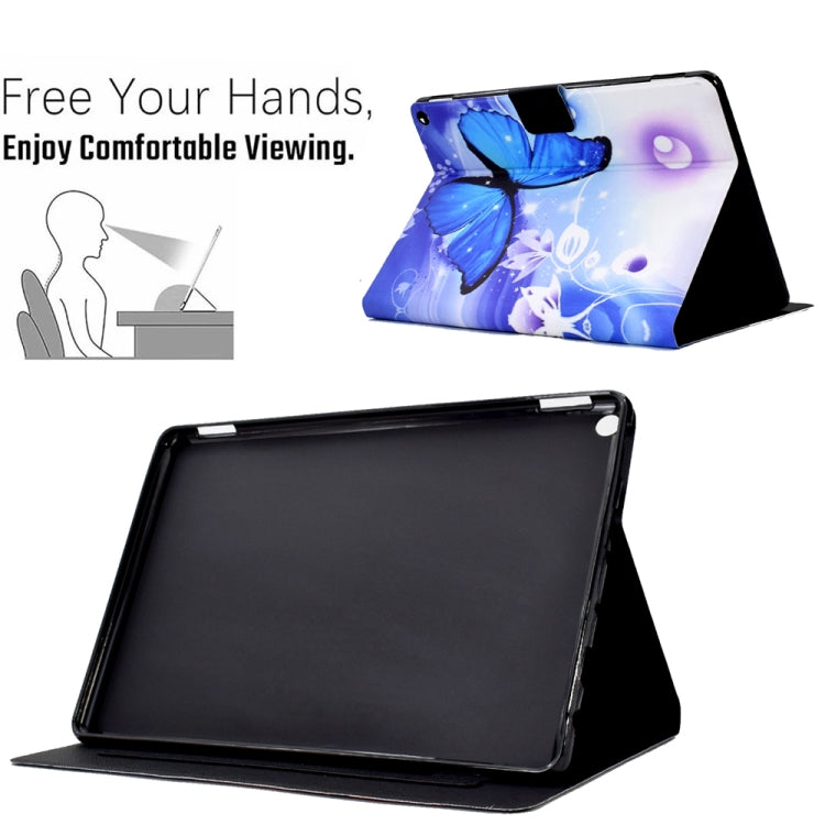 For Amazon Kindle Fire HD 10 2021 Electric Pressed TPU Smart Leather Tablet Case(Blue Butterfly) - Amazon by buy2fix | Online Shopping UK | buy2fix