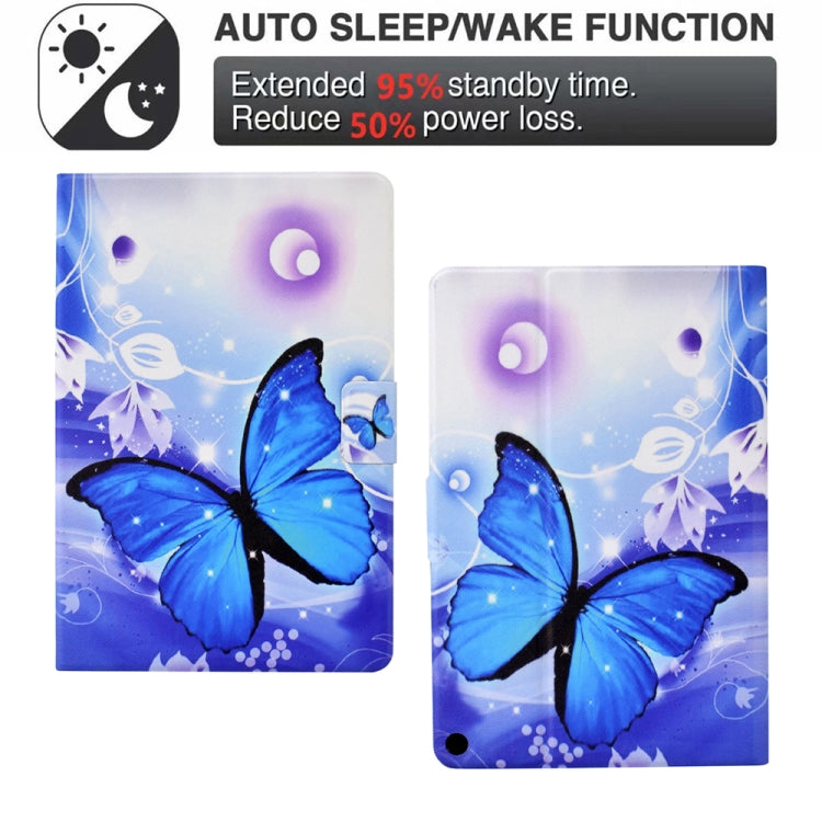 For Amazon Kindle Fire HD 10 2021 Electric Pressed TPU Smart Leather Tablet Case(Blue Butterfly) - Amazon by buy2fix | Online Shopping UK | buy2fix