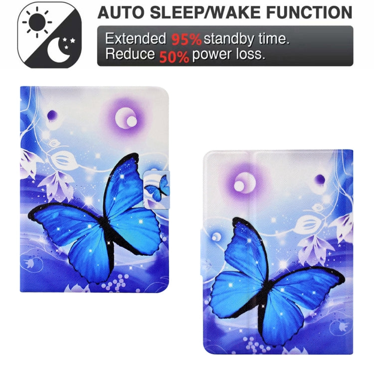 For Amazon Kindle Paperwhite 5 2021 Electric Pressed TPU Smart Leather Tablet Case(Blue Butterfly) - Amazon by buy2fix | Online Shopping UK | buy2fix