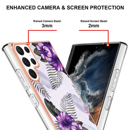 For Samsung Galaxy S23 Ultra 5G Electroplating IMD TPU Phone Case(Purple Flower) - Galaxy S23 Ultra 5G Cases by buy2fix | Online Shopping UK | buy2fix
