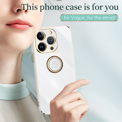 For iPhone 13 Pro Max XINLI Straight Edge 6D Electroplate TPU Phone Case with Ring Holder(Mint Green) - iPhone 13 Pro Max Cases by buy2fix | Online Shopping UK | buy2fix