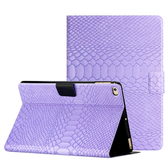 For iPad Air / Air 2 / 9.7 2017 / 9.7 2018 Solid Color Crocodile Texture Leather Smart Tablet Case(Purple) - iPad 9.7 (2018) & (2017) Cases by buy2fix | Online Shopping UK | buy2fix