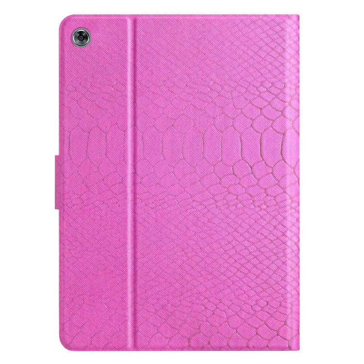 For Huawei MediaPad M5 lite 10.1 Solid Color Crocodile Texture Leather Smart Tablet Case(Rose Red) - Huawei by buy2fix | Online Shopping UK | buy2fix