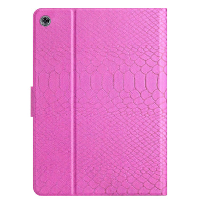For Huawei MediaPad M5 lite 10.1 Solid Color Crocodile Texture Leather Smart Tablet Case(Rose Red) - Huawei by buy2fix | Online Shopping UK | buy2fix