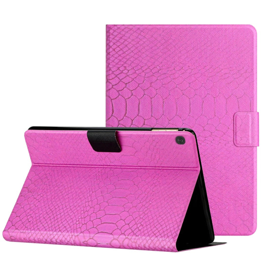 For Lenovo Tab M10 Solid Color Crocodile Texture Leather Smart Tablet Case(Rose Red)