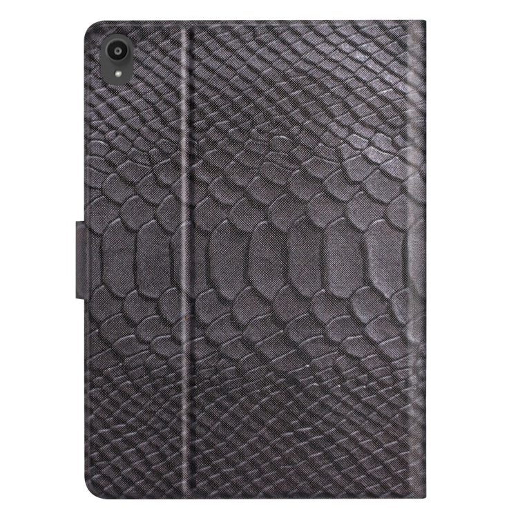 For Lenovo Tab P11 Solid Color Crocodile Texture Leather Smart Tablet Case(Black) - Lenovo by buy2fix | Online Shopping UK | buy2fix