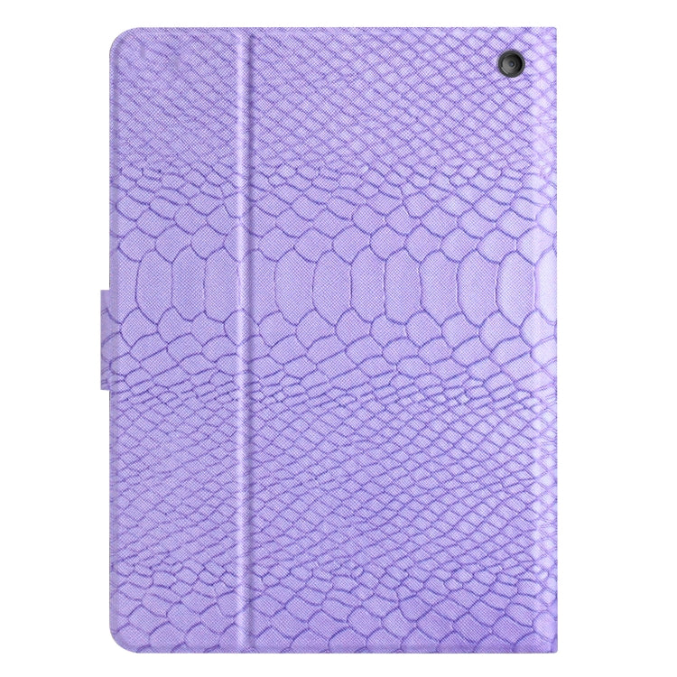 For Amazon Kindle Fire HD 8 2020 Solid Color Crocodile Texture Leather Smart Tablet Case(Purple) - Amazon by buy2fix | Online Shopping UK | buy2fix