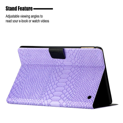 For Amazon Kindle Fire HD 8 2020 Solid Color Crocodile Texture Leather Smart Tablet Case(Purple) - Amazon by buy2fix | Online Shopping UK | buy2fix