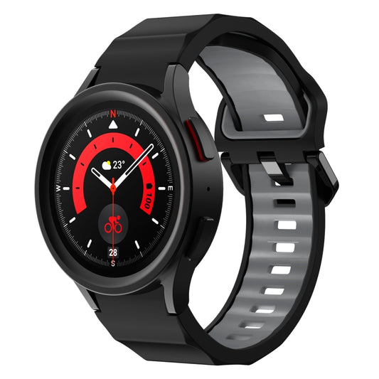 For Samsung Galaxy Watch5 Pro Wave Two Color Silicone Watch Band(Black Grey) - Watch Bands by buy2fix | Online Shopping UK | buy2fix
