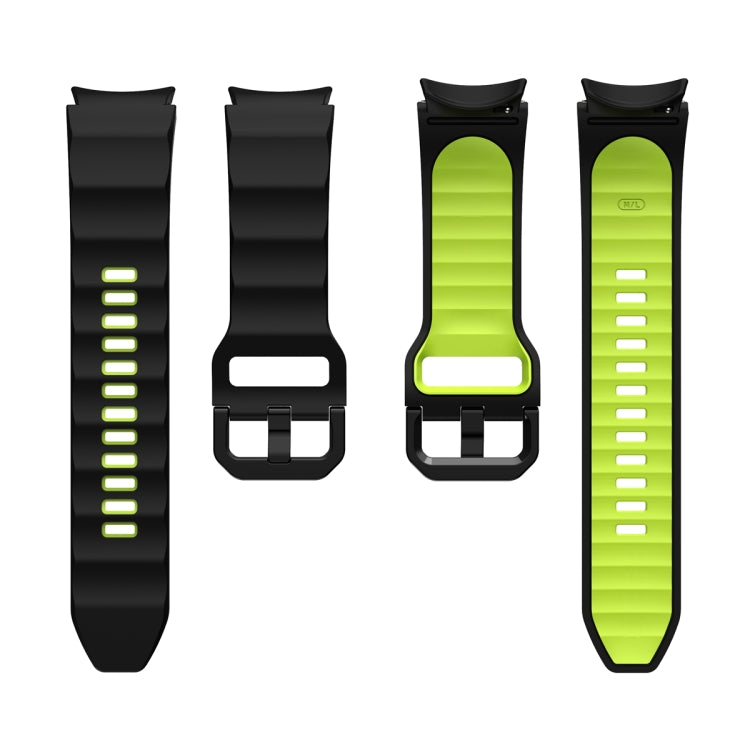 For Samsung Galaxy Watch5 Pro Wave Two Color Silicone Watch Band(Black Green) by buy2fix